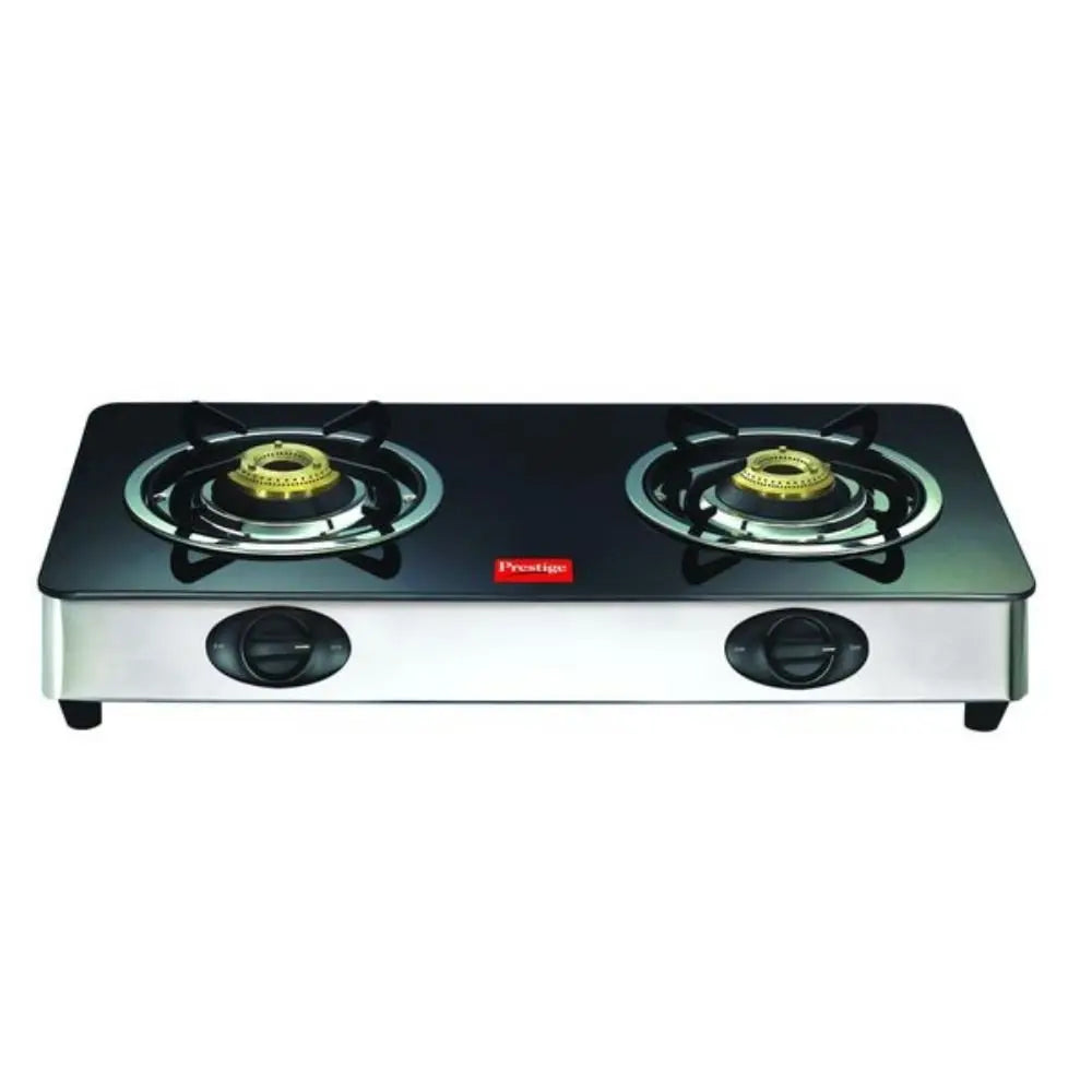 Prestige GT 02 SS Glass Top Gas Tables - Sleek Silver and Black Design