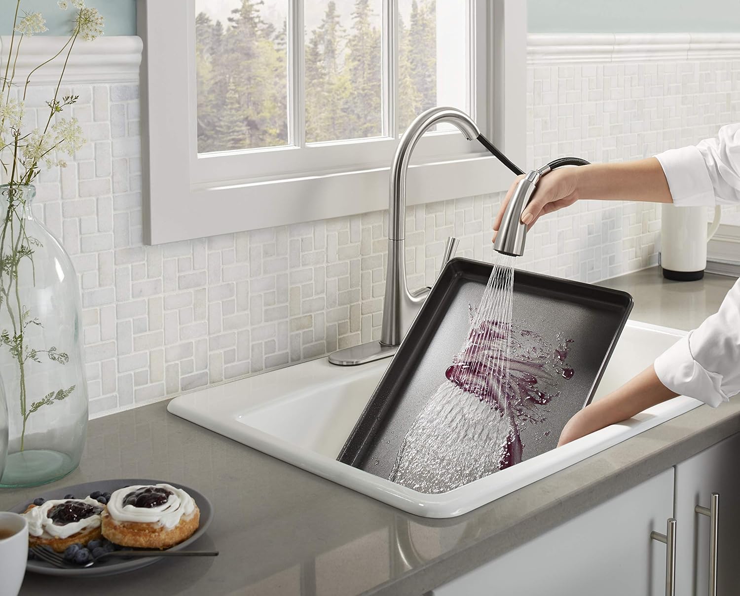 Kohler Strive™ Kitchen Sink with Lifetime Warranty|1.2 mm Thick Stainless Steel Double Equal Bowl with SilentShield™|10" Deep, Round Corners for Easy Cleaning | 45x20x10 inches, Brushed Matte Steel