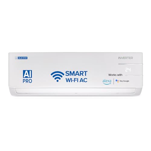 Blue Star 1.5 Ton 3 Star Wi-Fi Inverter Smart Split AC (Copper, 5 in 1 Convertible Cooling, 4-Way Swing, Turbo Cool, Voice Command, IC318YNUS, 2023 Model, White)