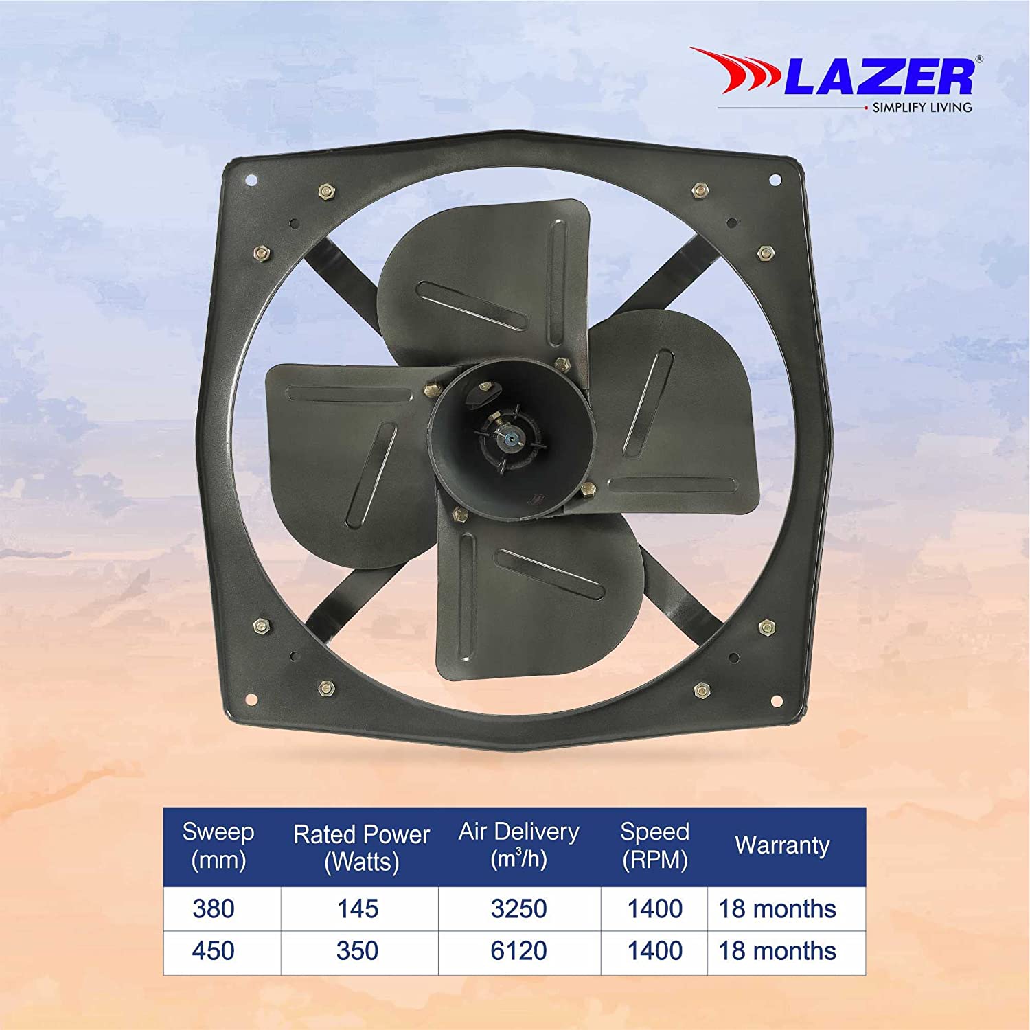 Lazer Thunder Supreme 380mm Heavy Duty Exhaust Fan (Metallic Grey)