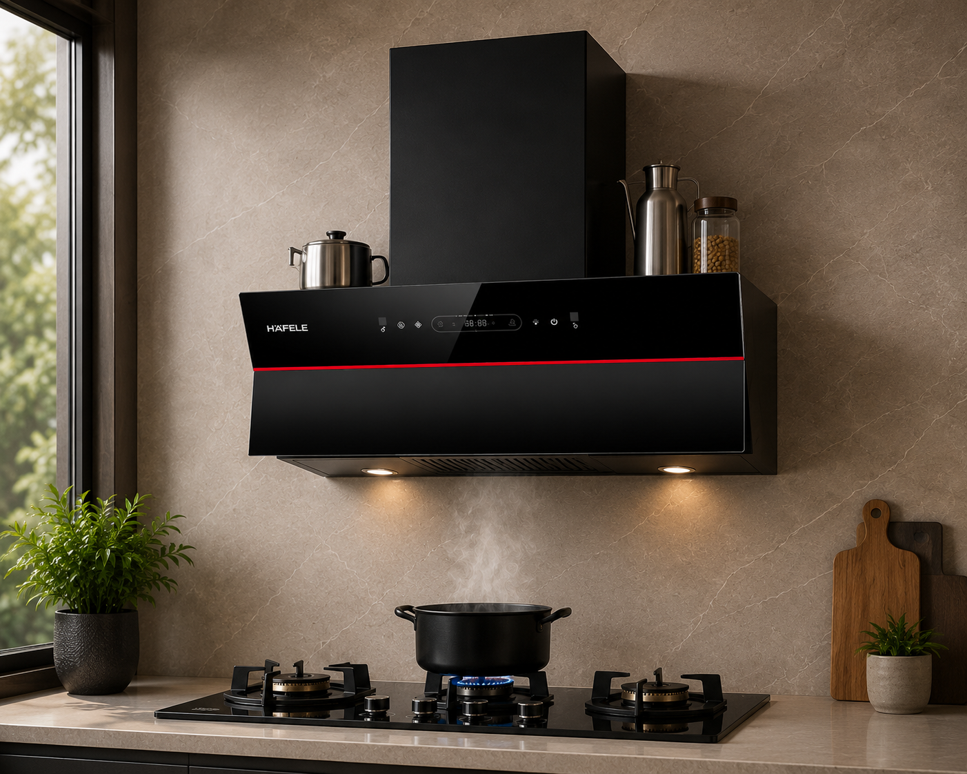 Hafele Renata Inclined 75 Filter-Free Auto Clean Cookerhood | 75cm | Black Glass