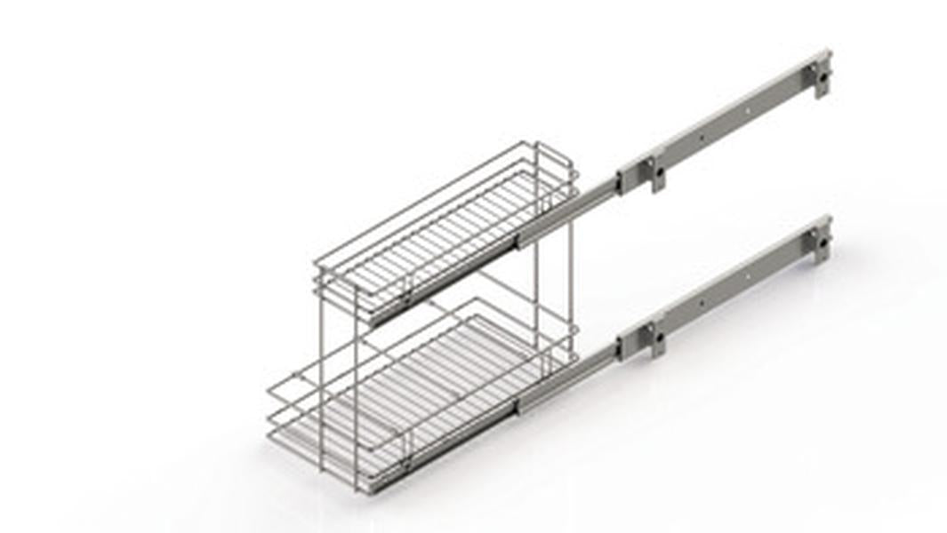 hafele 549.30.293 Detergent Rack Side Mount Chrome 300mm With Soft Closing Runner