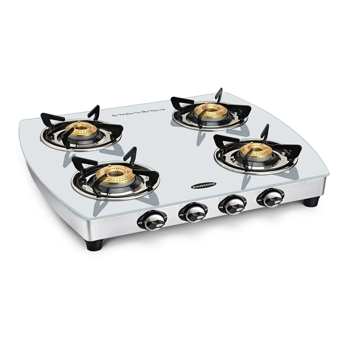 Padmini Four Burner Glass Top Gas Stove (CS-4GT Silvo)