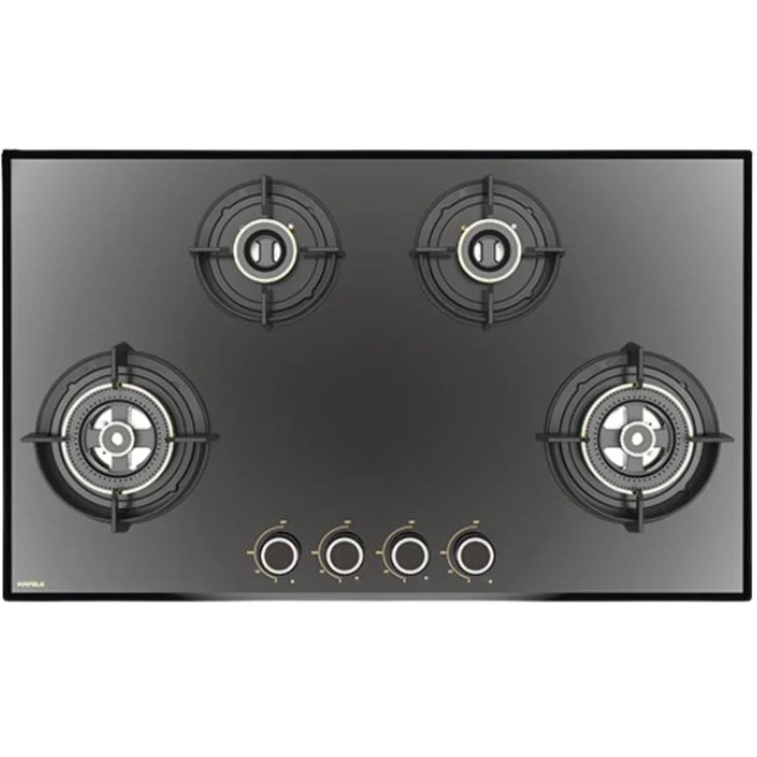 Hafele ALTIUS FS 490 86cm 4 Burner Built-in Fully Sealed Gas Hob | Matt Black Glass