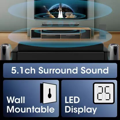 ZEBRONICS ZEB JukeBar 700 5.1 Dolby Audio with Dual Wireless Rear Satellites 525 W Bluetooth Soundbar  (Black, 5.1 Channel)