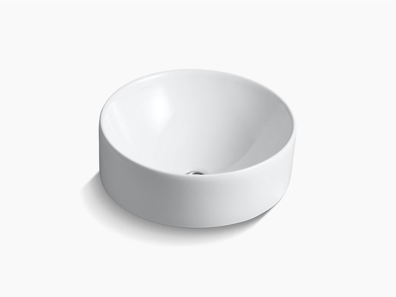 kohler K-14800X-0 470mm vessel basin without faucet hole in white