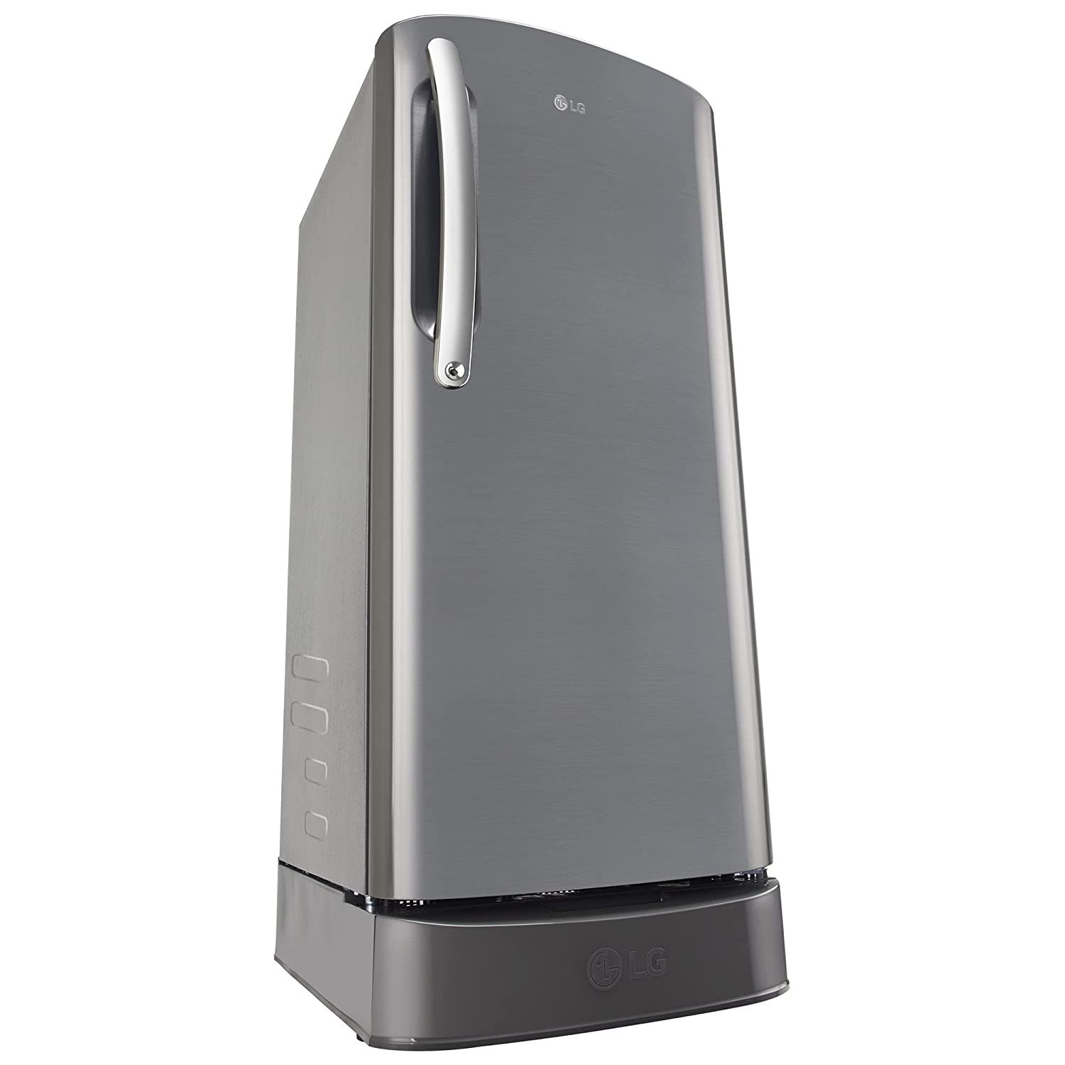 LG 201 L 5 Star Inverter Direct-Cool Single Door Refrigerator (GL-D211HPZZ, Shiny Steel, Base stand with drawer & Smart connect, Gross Volume- 204 L)