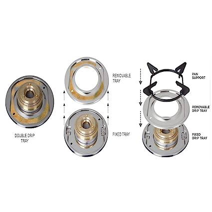 Elica Glass Top 3 Burner Gas Stove with Spill Proof Drip Tray (TURNO 773 CT DT VETRO, Stainless Steel +Glass)