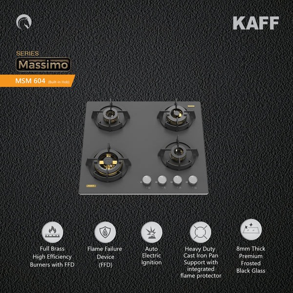Kaff Massimo MSM 604X 60cm 4-Burner Hob: Streamlined and High-Performance Cooking Solution