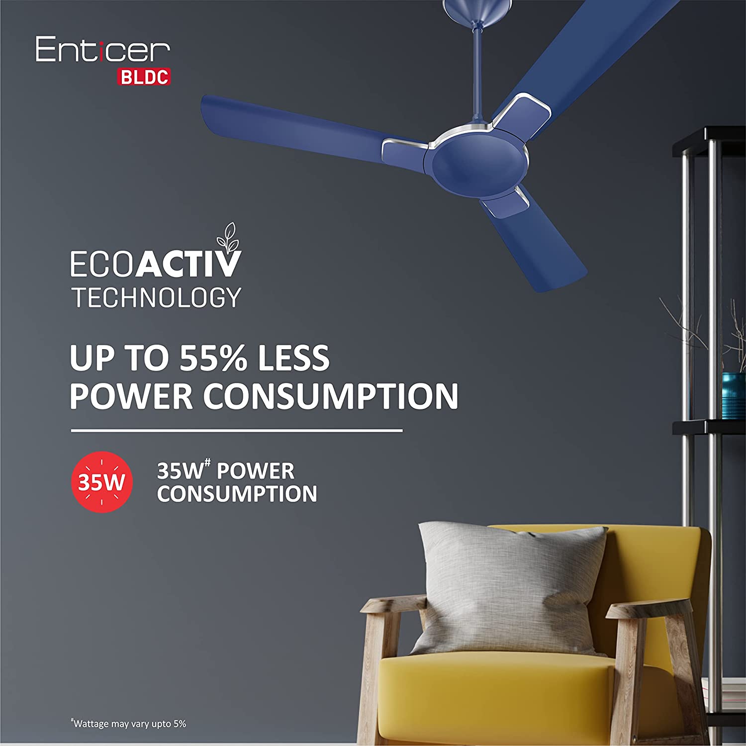 Havells Enticer 1200mm BLDC Ceiling Fan Indigo Blue Chrome