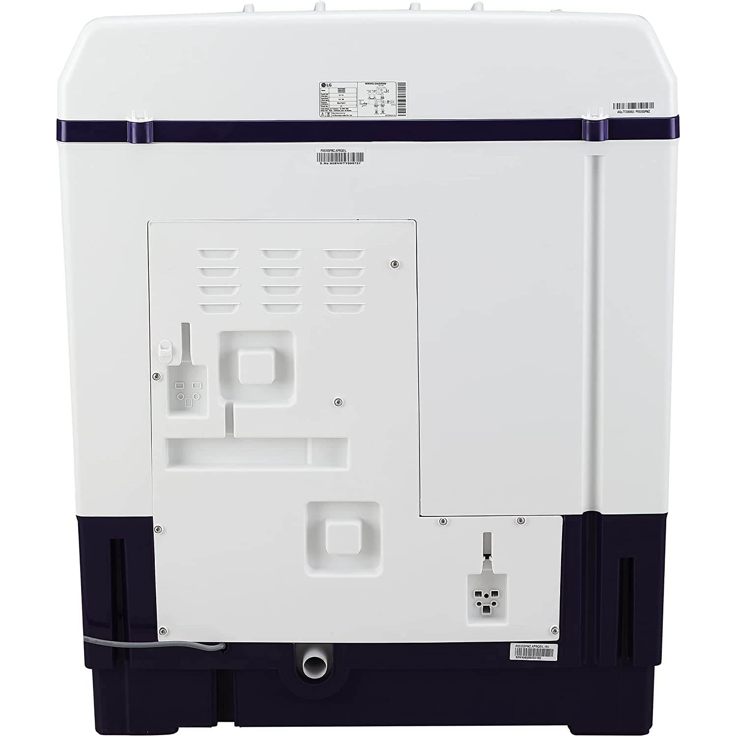 LG 8.5 Kg 5 Star Semi-Automatic Top Loading Washing Machine (P8535SPMZ, Purple, Roller Jet Pulsator), Large