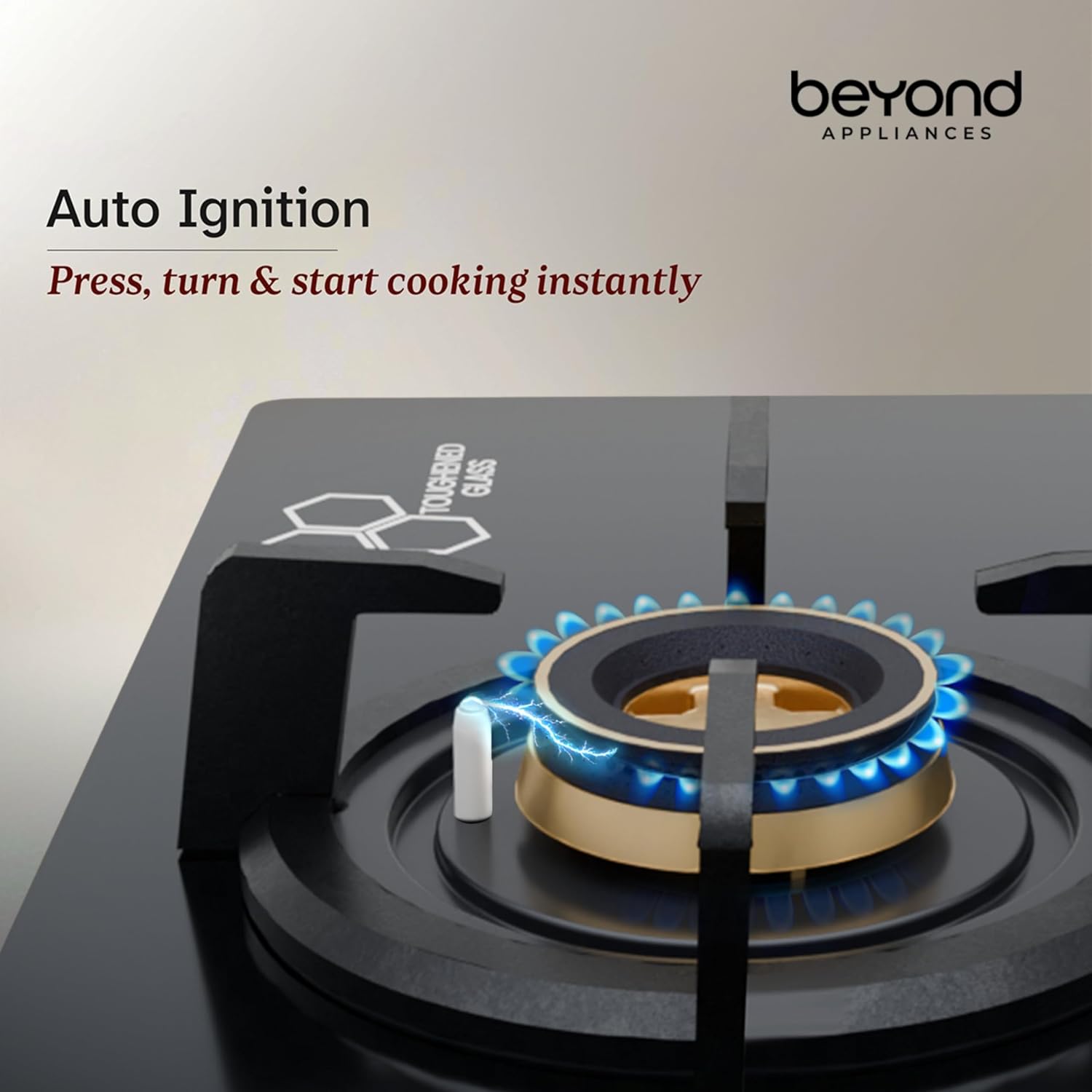 Beyond Appliances Zyra 4-Burner Glass Hobtop Gas Stove Tempered Glass