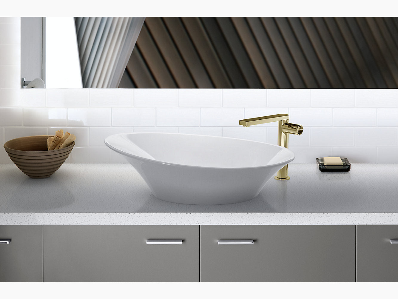 kohler K-77171IN-0 591mm vessel basin without faucet hole in white