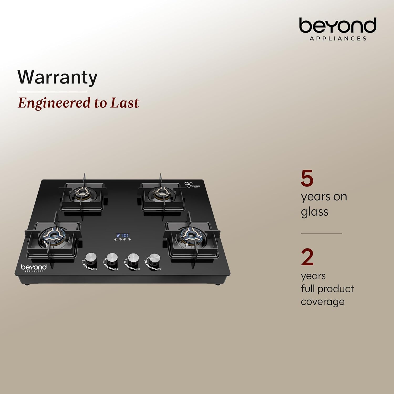 Beyond Appliances Solaria 4 Brass Burners Gas Stove Auto Ignition