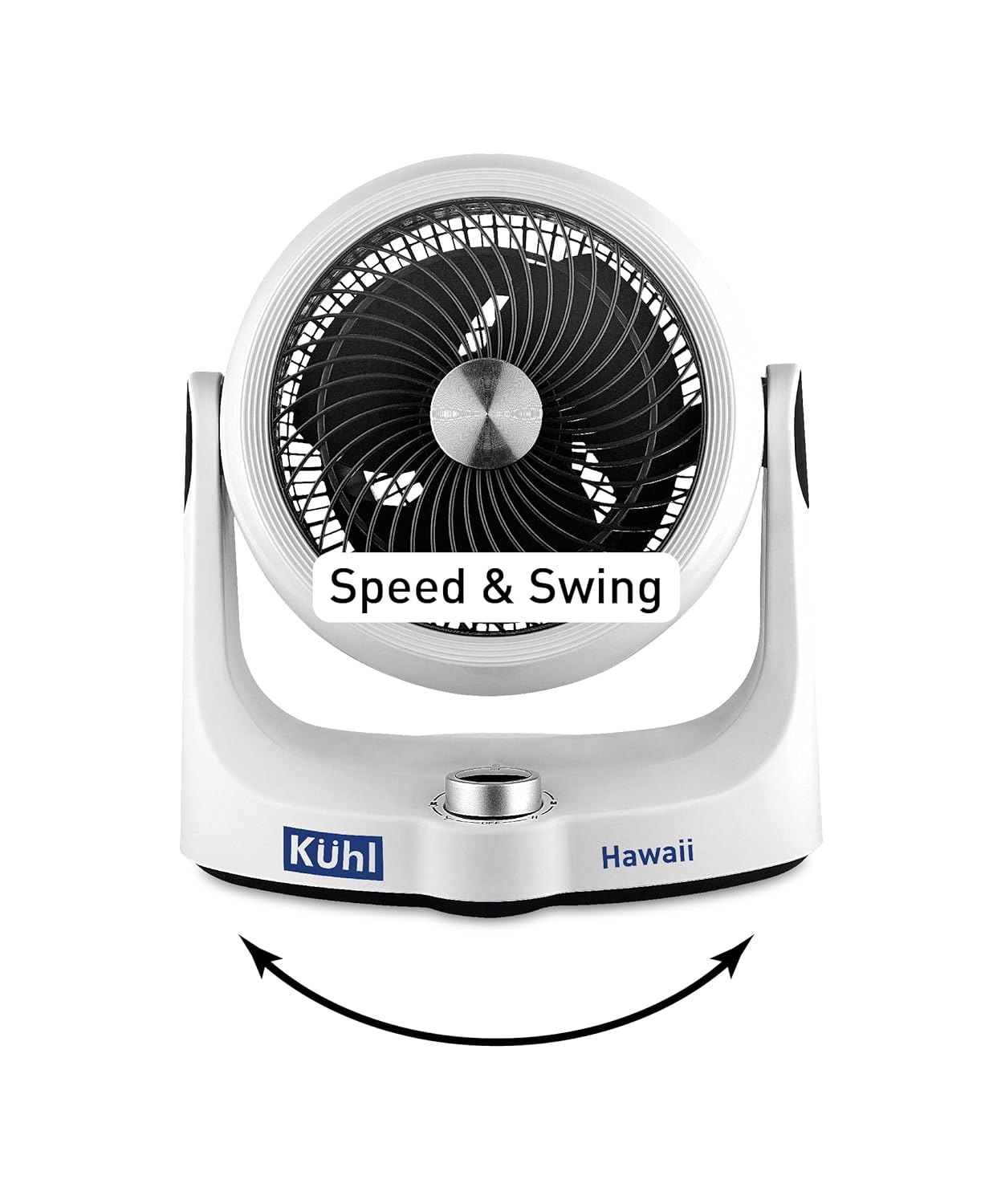 KUHL Hawaii Desktop Fan 165MM|Tilt & Swivel Mechanism|70° Tilt Head|3 Winds Mode|Speed & Swing Control|High Air Flow & Low Noise