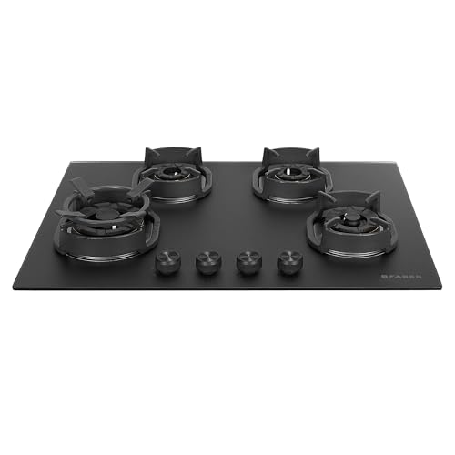 Faber 72cm 4 Burner Gas Hob | Flame Failure Device | Cast Iron Pan Support | Metal Knobs | 8 MM Matt Finish | Versatile Hob/Cooktop | Hob Della HD724 CI AI