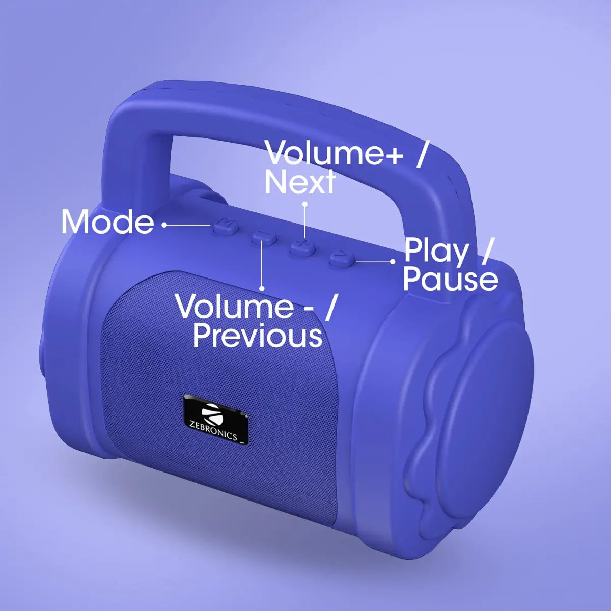 Zebronics Zeb-County 3 Portable Wireless Speaker Supporting Bluetooth v5.0, FM Radio, Call Function, Built-in Rechargeable Battery, USB/Micro SD Card Slot, 3.5mm AUX Input, TWS (Blue)