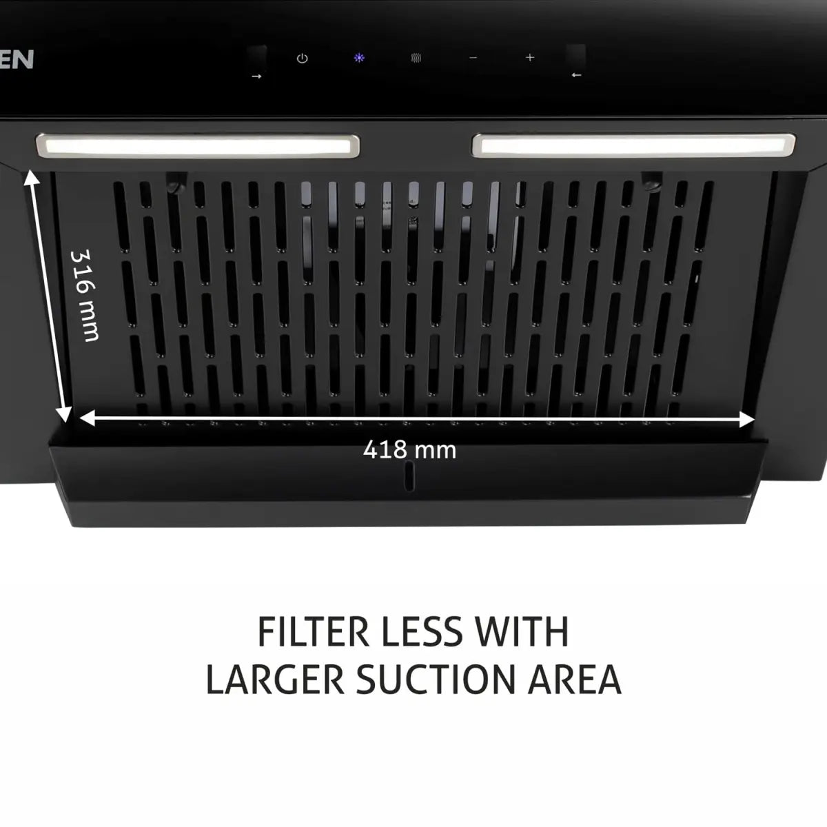 Glen Auto Clean Glass Filter less Kitchen Chimney with Motion Sensor 60cm, 1200 m3/h (6062 BL Auto Clean 60cm)
