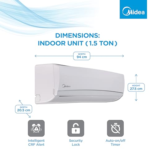 Midea 1.5 Ton 5 Star AI Gear Inverter Split AC (Copper, Convertible 4-in-1 Cooling,HD Filter with Auto Cleanser, 2024 Model,SANTIS PRO ROYAL, MAI18SR5R34W0,White)