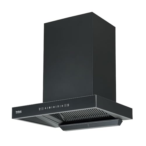 Hindware Alicia HMS 60cm 1350 m³/hr Filterless Auto-Clean Wall Mounted Kitchen Chimney with Motion Sensors, Touch Control, MaxX Silence Technology (32% less noise) (Black)