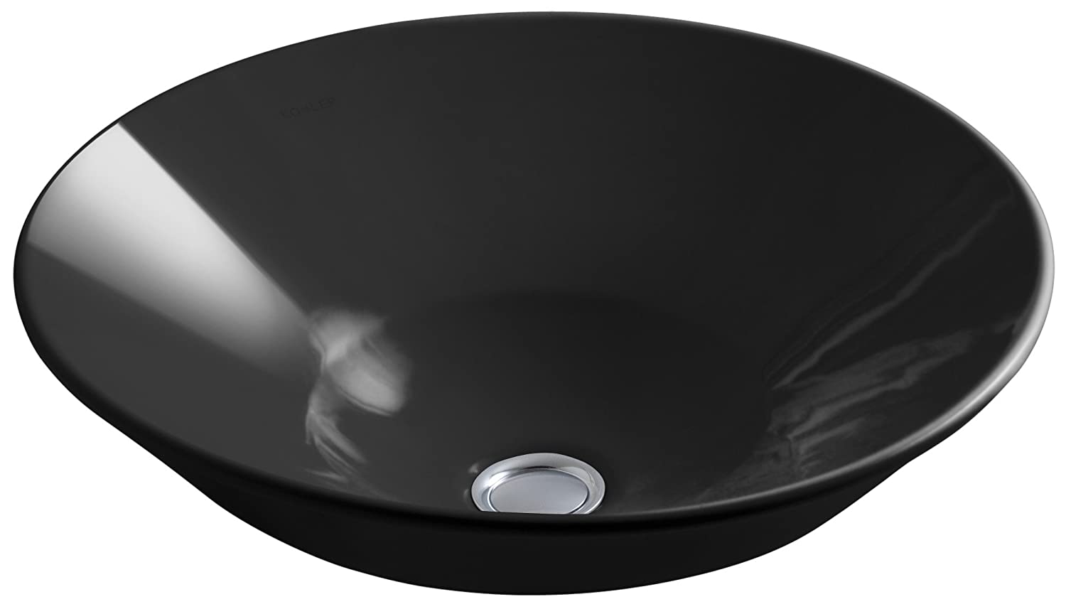 kohler K-2200IN-7 413mm vessel basin without faucet hole in black
