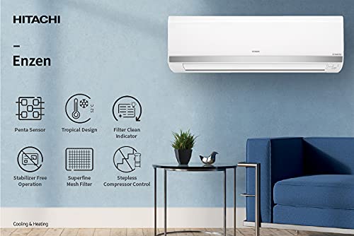 Hitachi 1.5 Ton 5 Star Inverter Split AC (Copper, Dust Filter, 2021 Model, RSOS518HEEA, White)