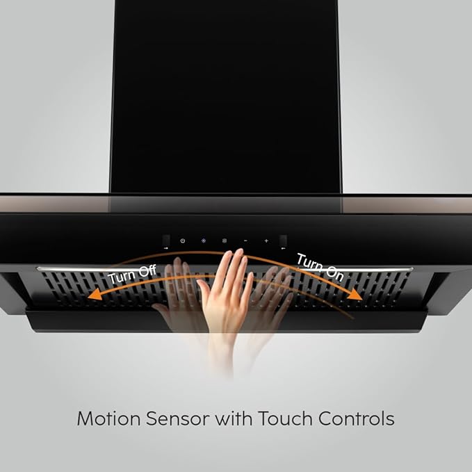 GLEN 90 cm 1400m3/hr Auto-Clean Filterless Wall Mounted Kitchen Chimney With Motion Sensor+Touch Controls (Selena XL Black)