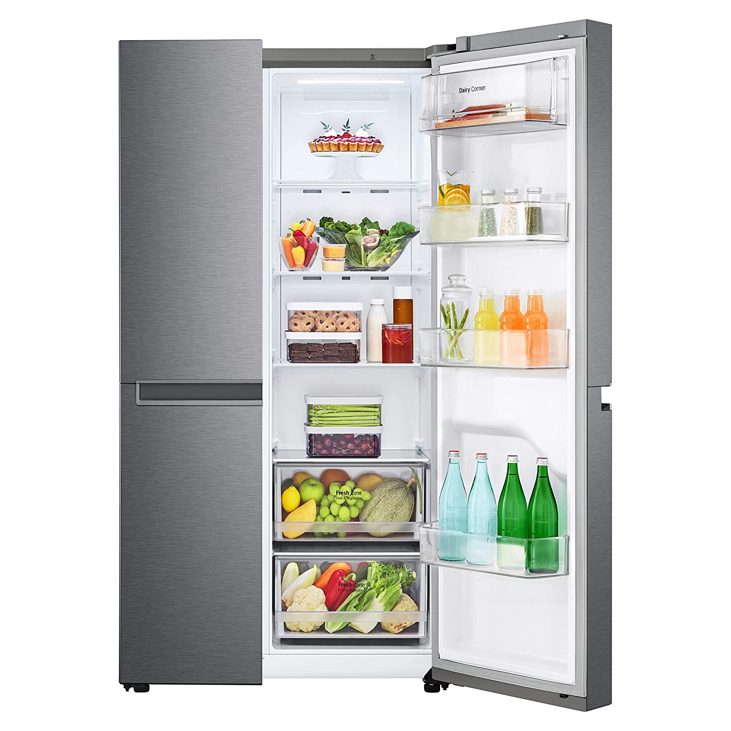 LG 688 L Frost-Free Smart Inverter Compressor Side-By-Side Refrigerator (GC-B257KQDV, Dark Graphite Steel, Multi Digital Sensors and Express Freezing, 2022 Model)