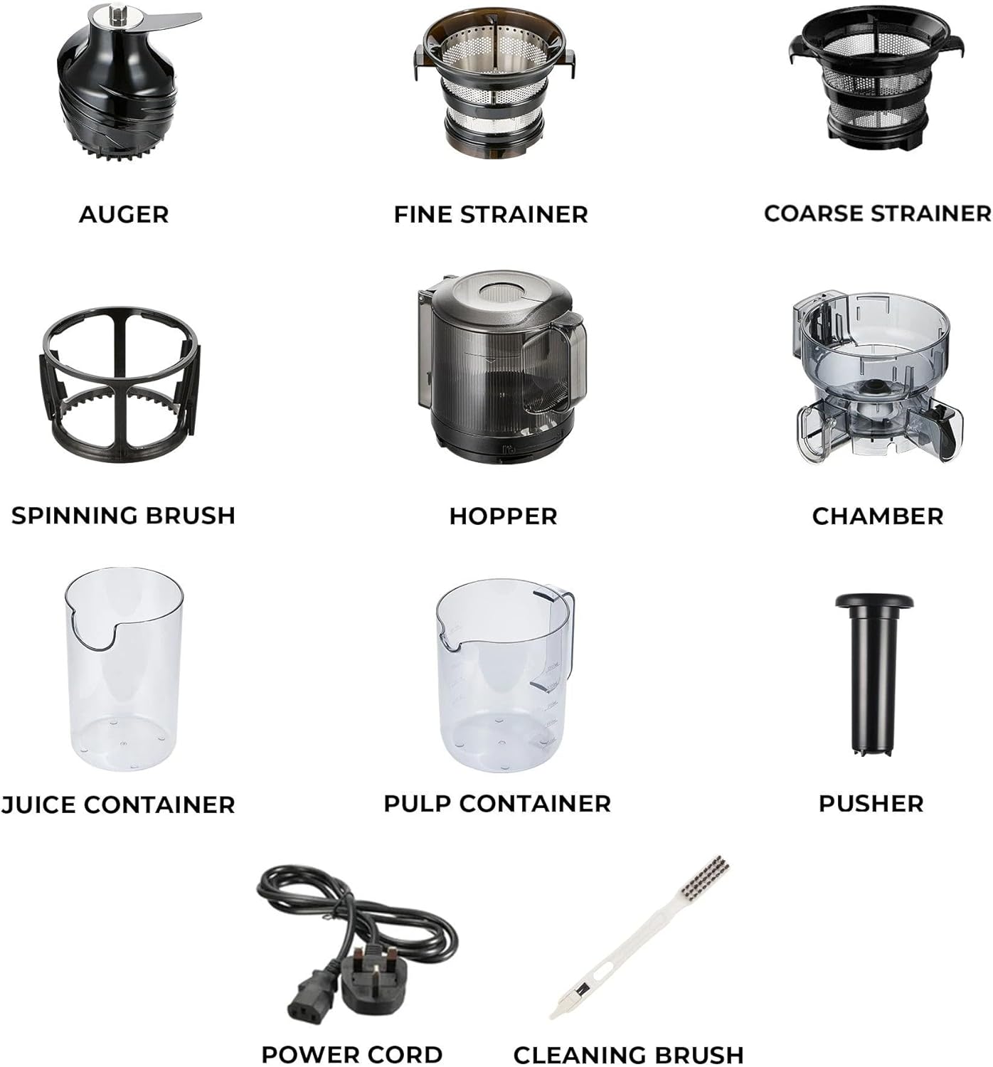 Hurom E50ST Cold Press Slow Juicer with Mega Hopper, 150W Motor, BPA-Free, Easy Clean, Space-Saving Design, Mushroom White