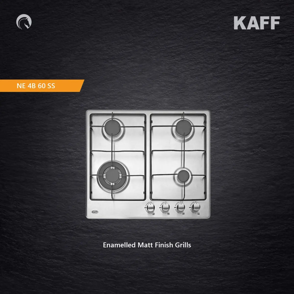 Kaff 4 Burner Stainless steel finish Built In Hob (NE4B 60 SS) auto electric ignition