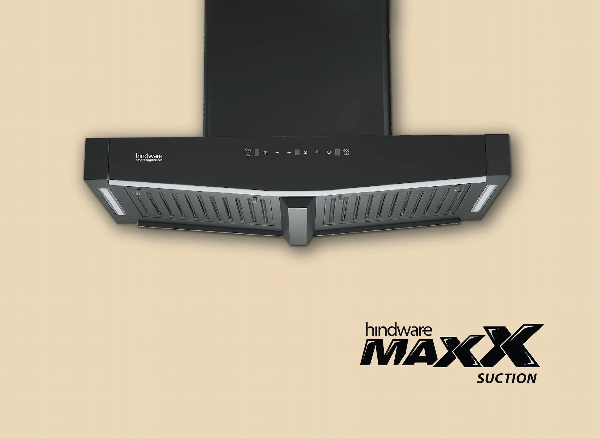 Hindware ONYX 90cm Island Chimney | 1450 m³/hr | Auto Clean | Motion Sensor & Remote Control