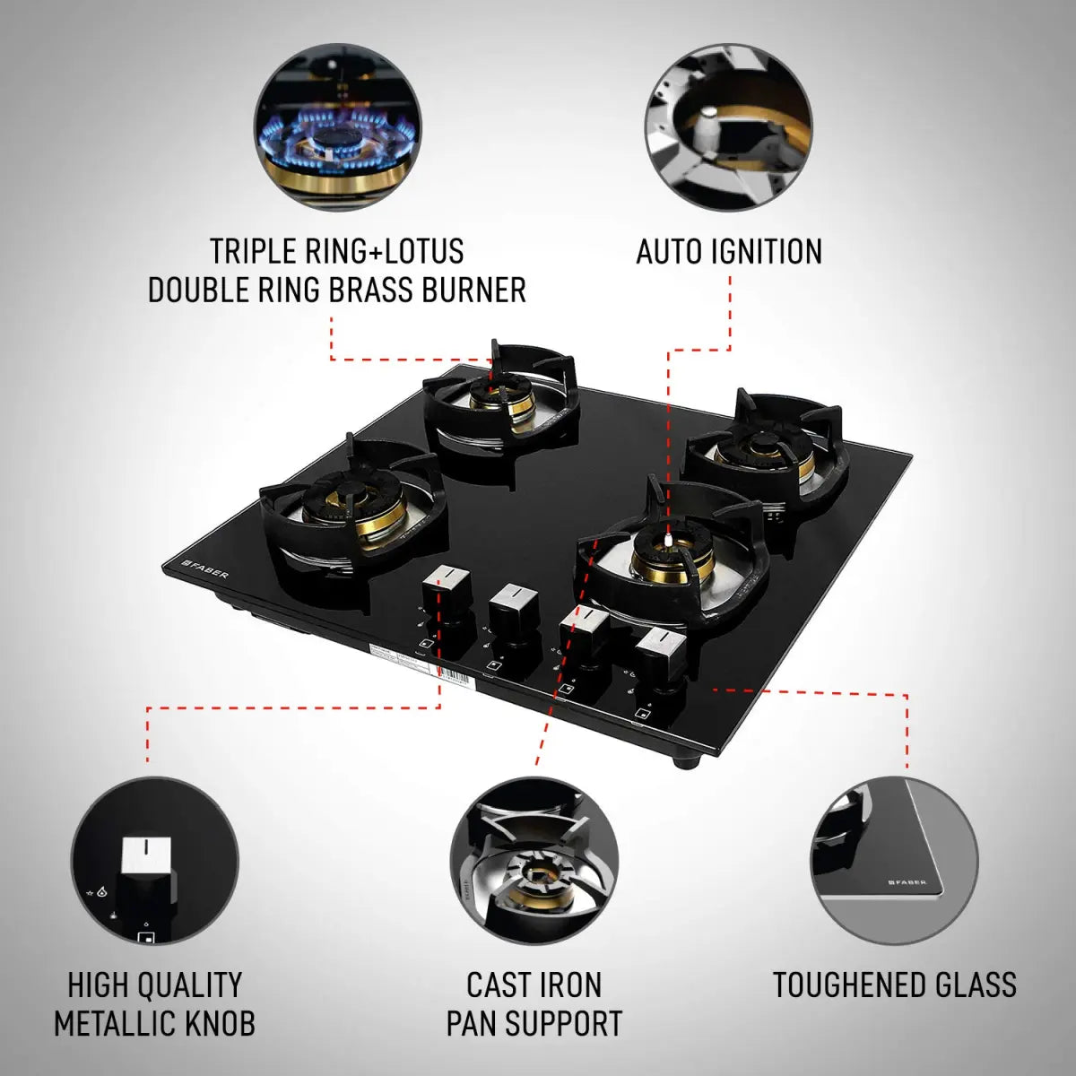 Faber Nexus HT604 CRS BR CI Built In Hob