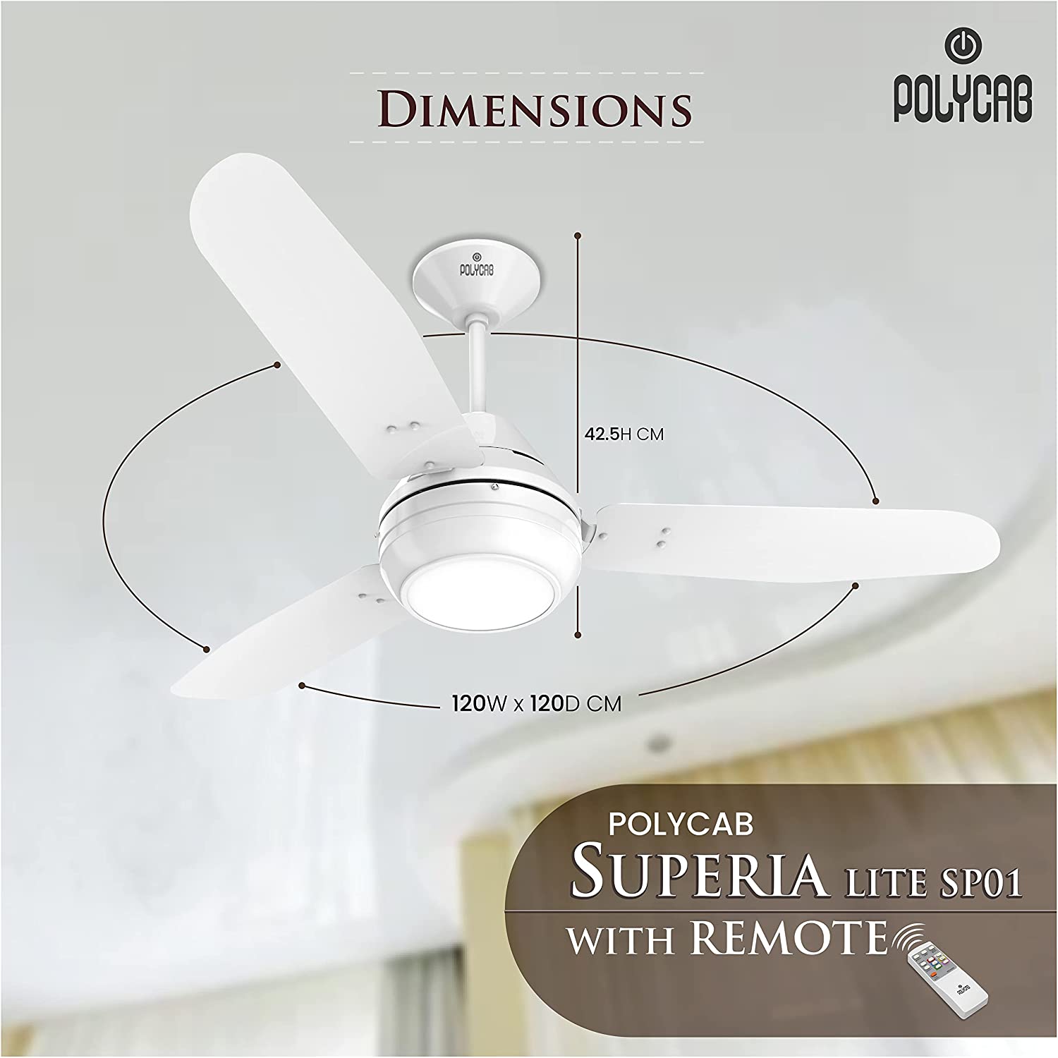 Polycab Superia SP01 1200mm Ceiling Fan White
