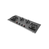 CRYSTAL NOIR 1104 Built-in Hob - Frosted Black Glass Finish, 4 Burners for Effortless Cooking