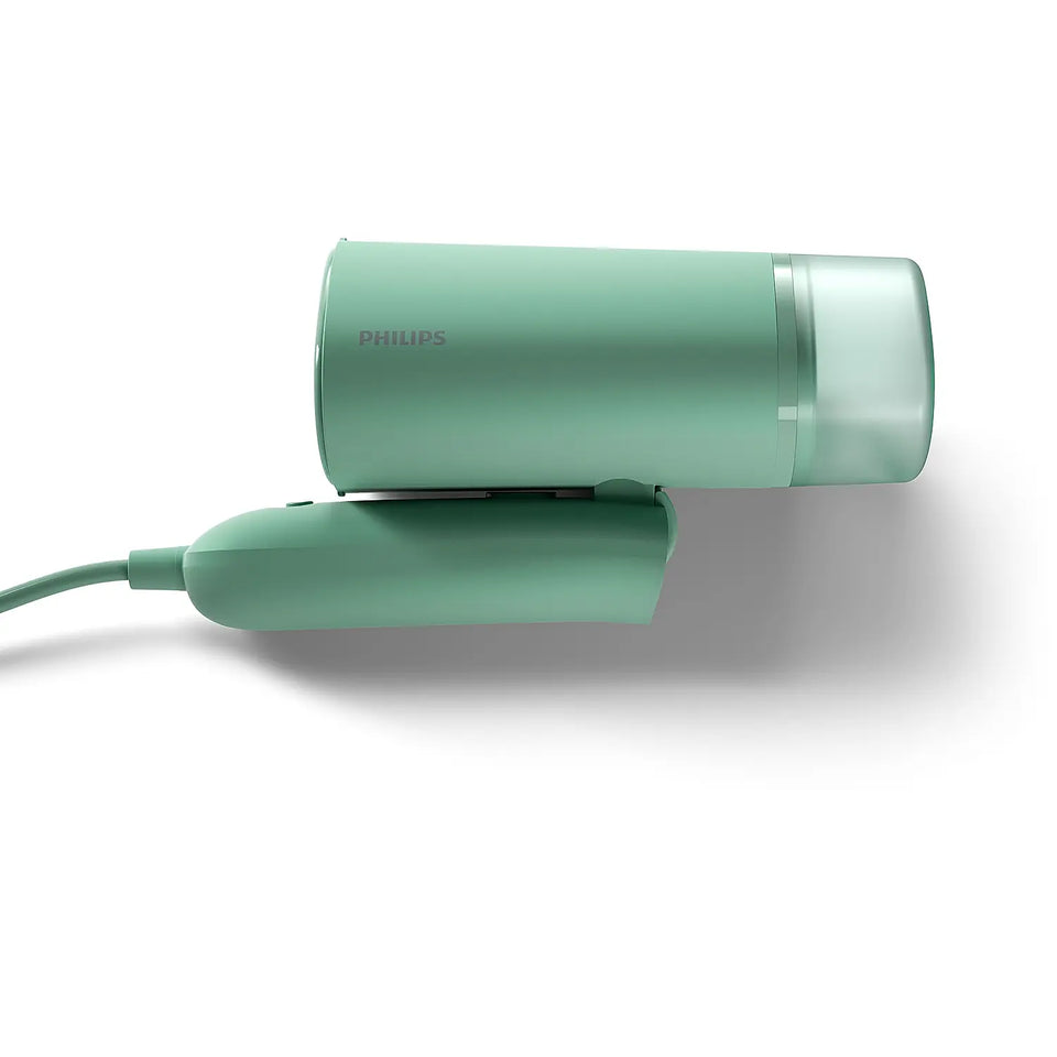 Side view of Philips STH3010/70 steamer with handle folded flat against the body