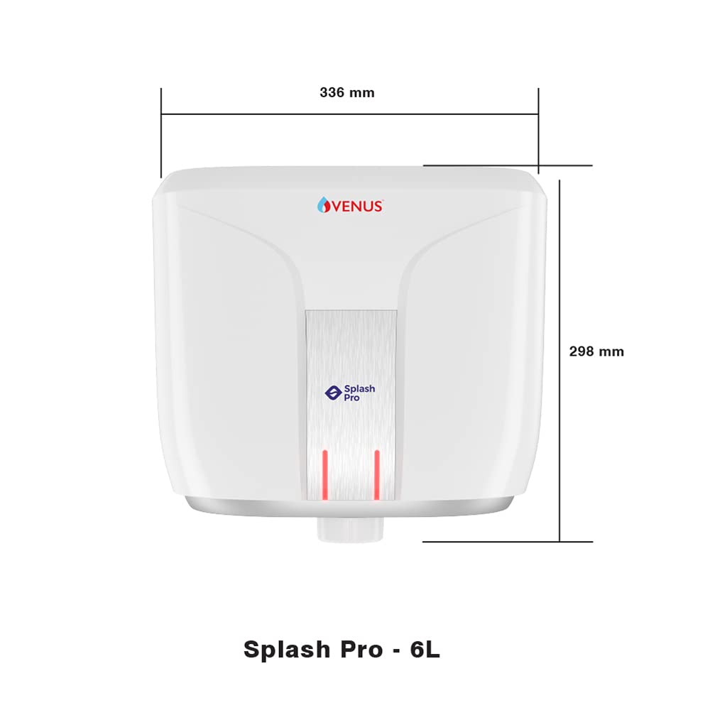 Venus Splash Pro Storage Water Heater (06 Litre, White/Graphite Silver)