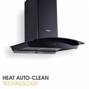 Whirlpool 60 cm 1100 m³/HR Auto-Clean Curved Glass Kitchen Chimney (CG 601 HAC HOOD, Baffle Filter, Touch Control, Black)