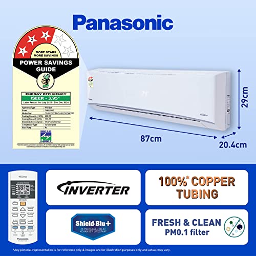 Panasonic 1 Ton 3 Star Wi-Fi Inverter Smart Split AC (Copper Condenser, 7 in 1 Convertible with additional AI Mode, PM 0.1 Air Purification Filter, CS/CU-SU12YKYWA,2023 Model, White)