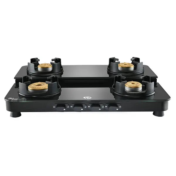 Hindware 63 cm 4 Burner Cooktop Alverio Dplx Black Manual Ignition
