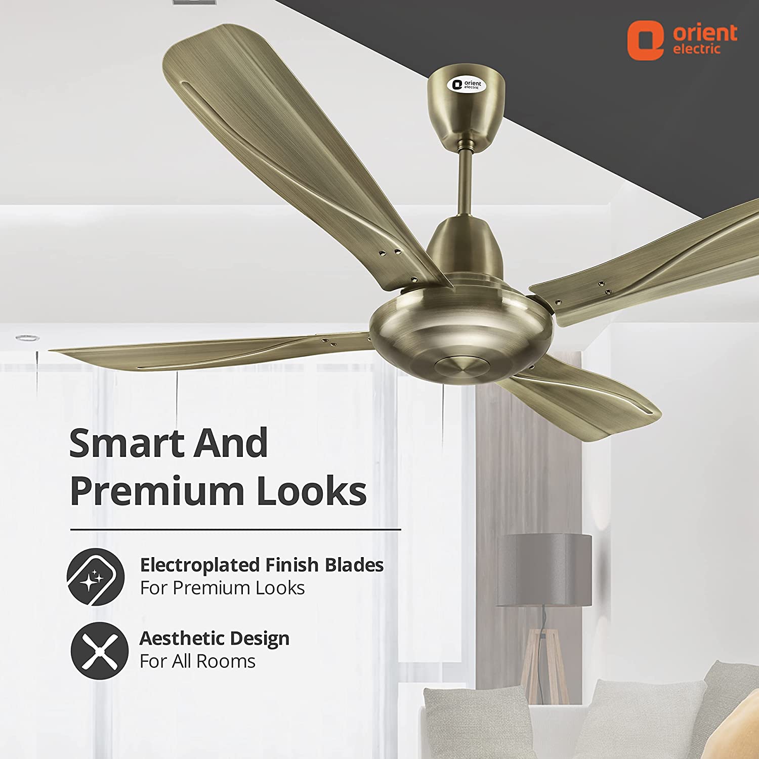Orient Electric 1320mm Ceiling Fan Brushed Brass