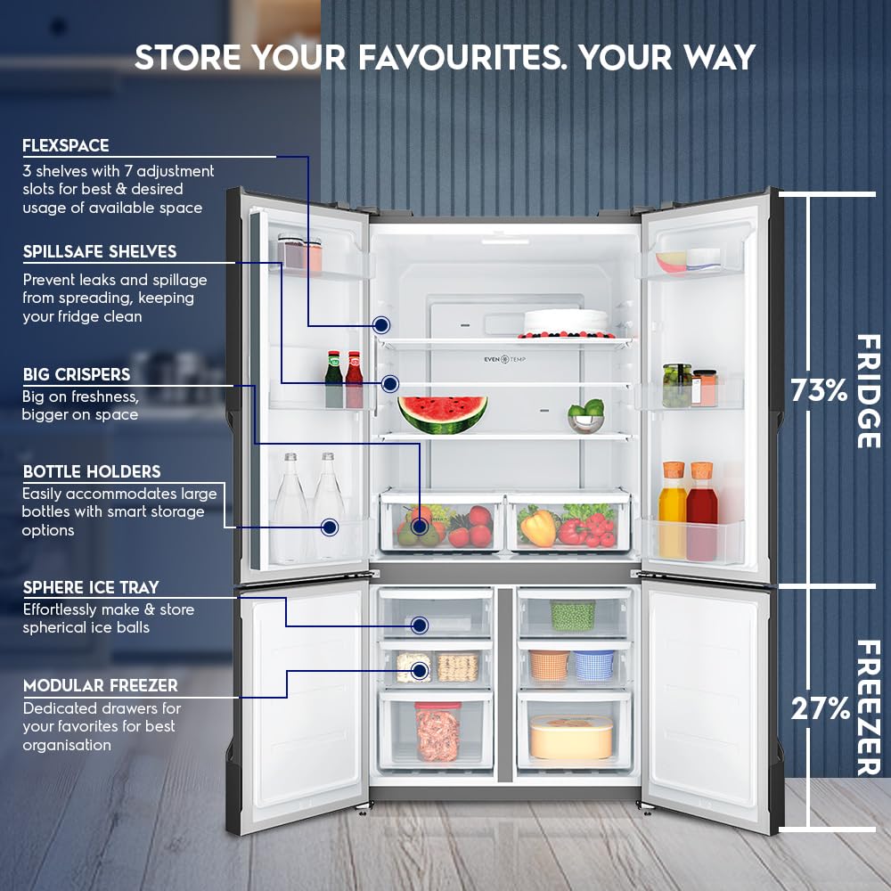 Electrolux 564L Inverter French Door Refrigerator EQE5600B-B - Frost Free, 4 Door, Side by Side