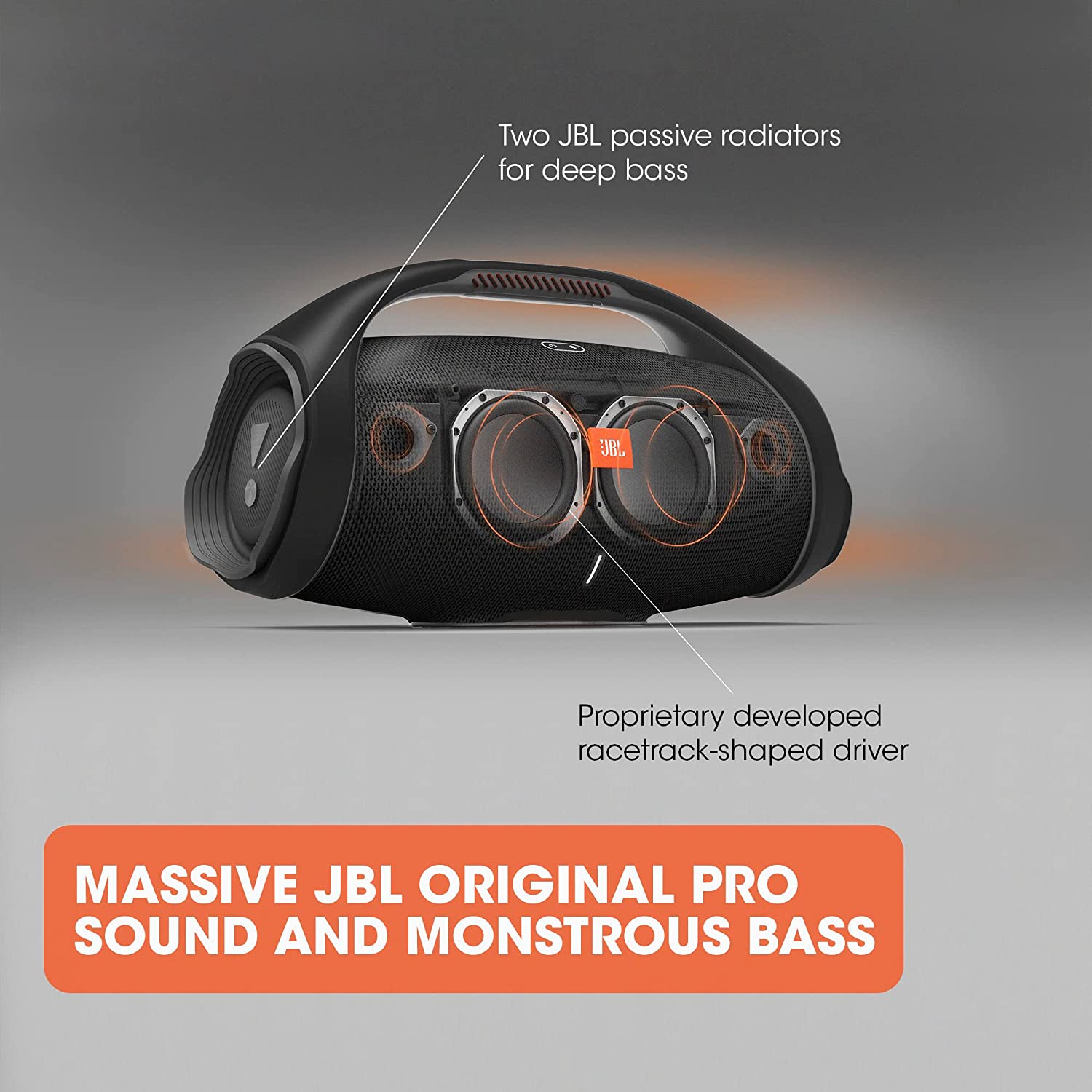 JBL Boombox 2 | Wireless Portable Bluetooth Speaker | Massive 24Hrs Playtime | Monstrous Sound with Powerful Bass | Built-in Powerbank PartyBoost | IPX7 | BT 5.1 | AUX (Black)