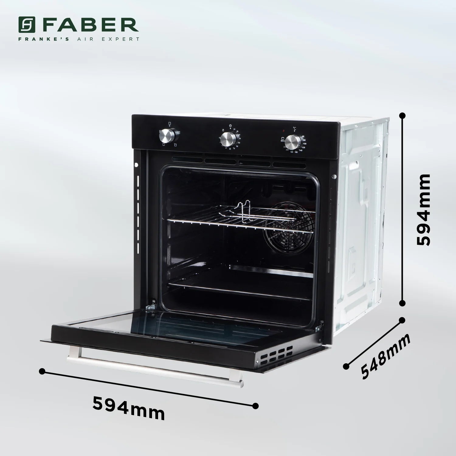 Faber 80L Built-In Black Finish Oven || Push/Pull Knob Control with Digital Display || 4 Cooking Functions with Grill Rack, Universal Pan|| FBIO 80L 4F BK with 1 Yr Comprehensive Warranty