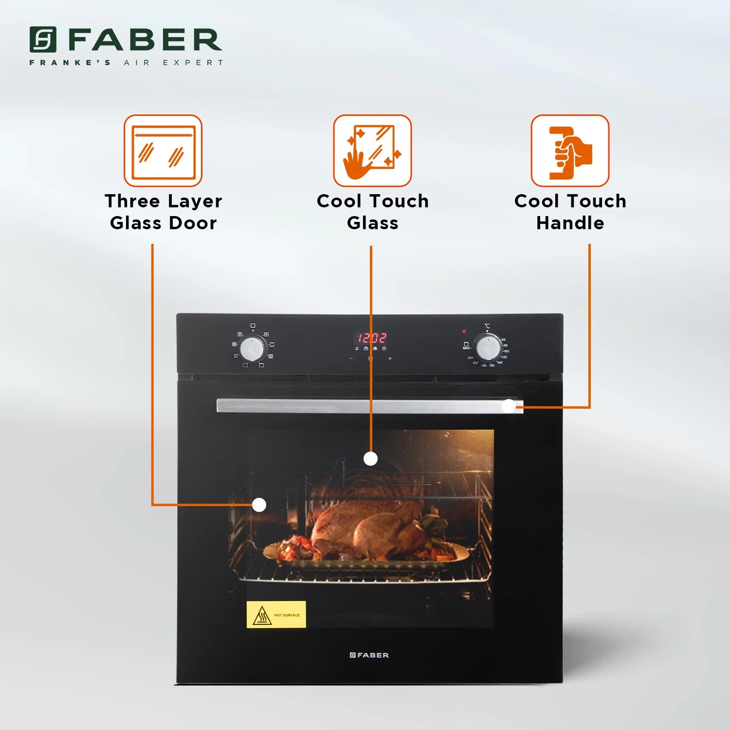 Faber FBIO 80L 8F Built-in Oven: 8 Functions, Light, Grill, Convection, Fan, Bottom Heat SS