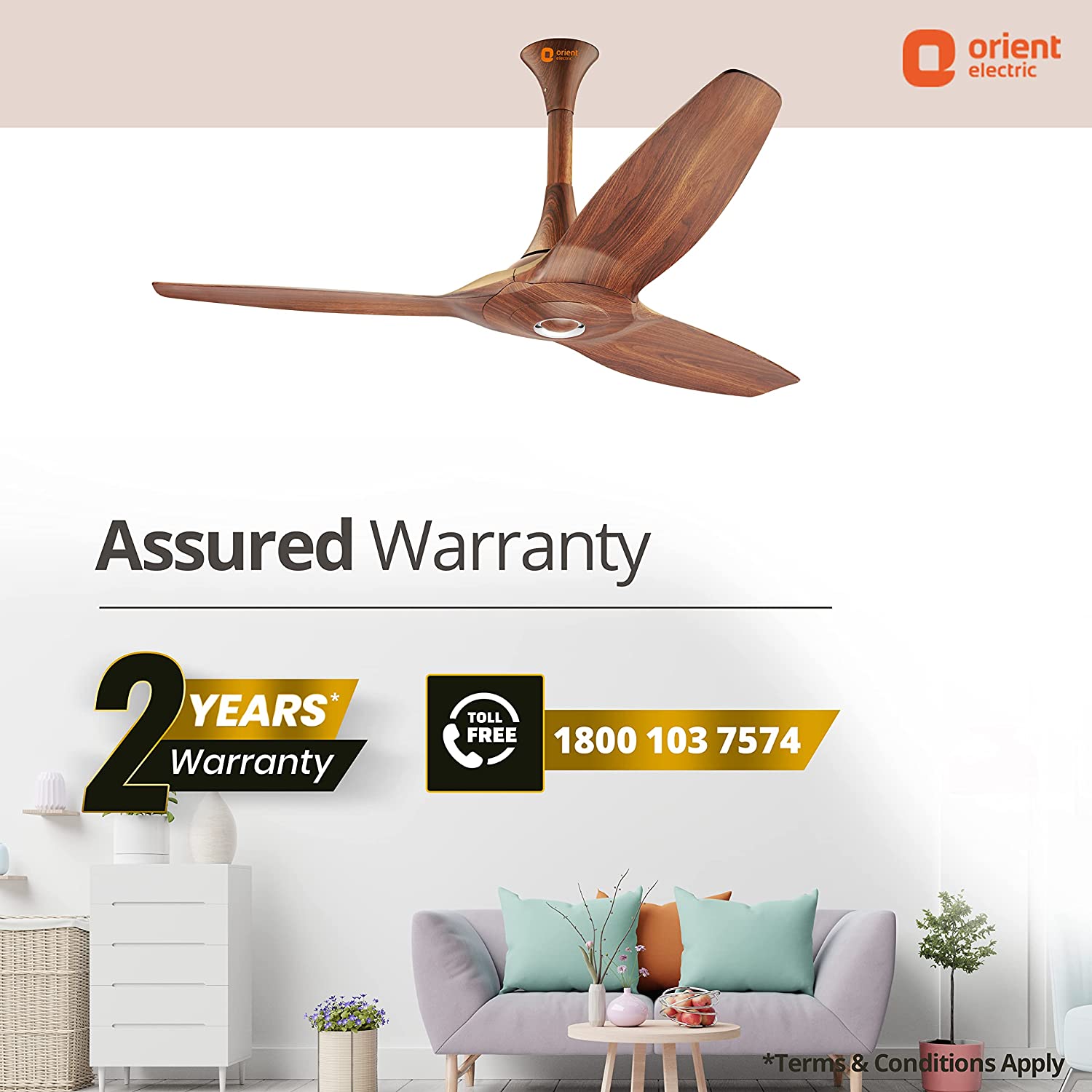 Orient Electric Aeroquiet Noiseless Premium Ceiling Fan ‎Wooden Finish