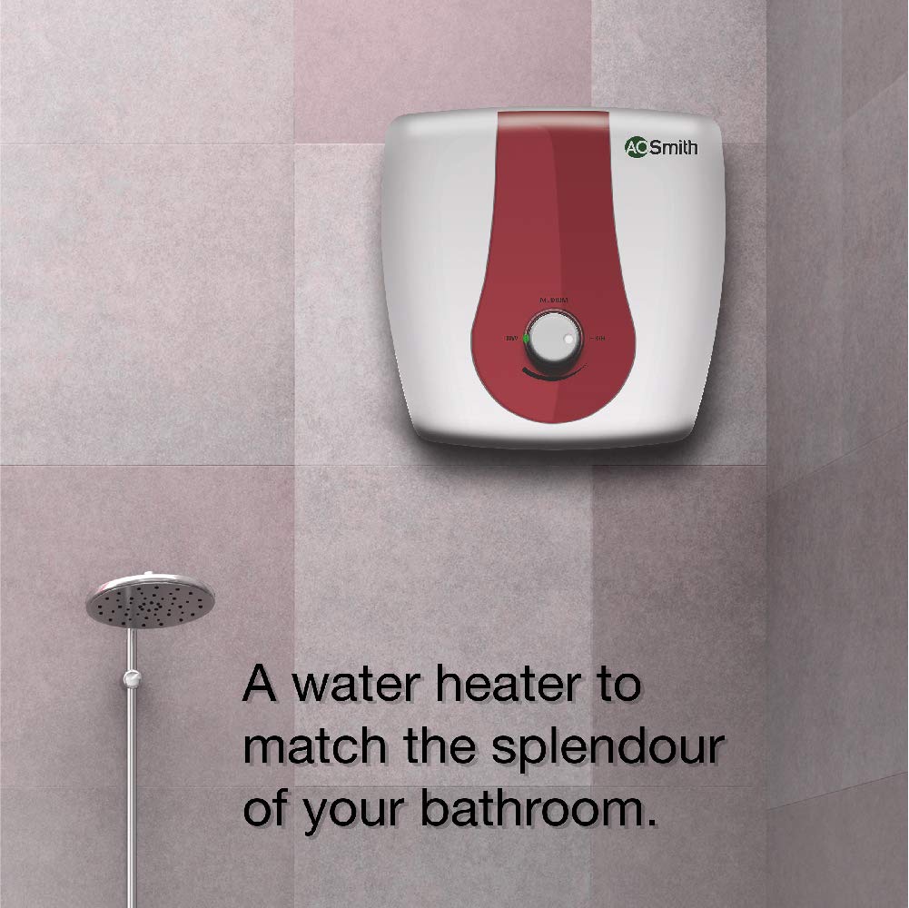 AO Smith HSE-SGS-025 Storage 25 Litre Vertical Water Heater White Body Red Panel 4 Star