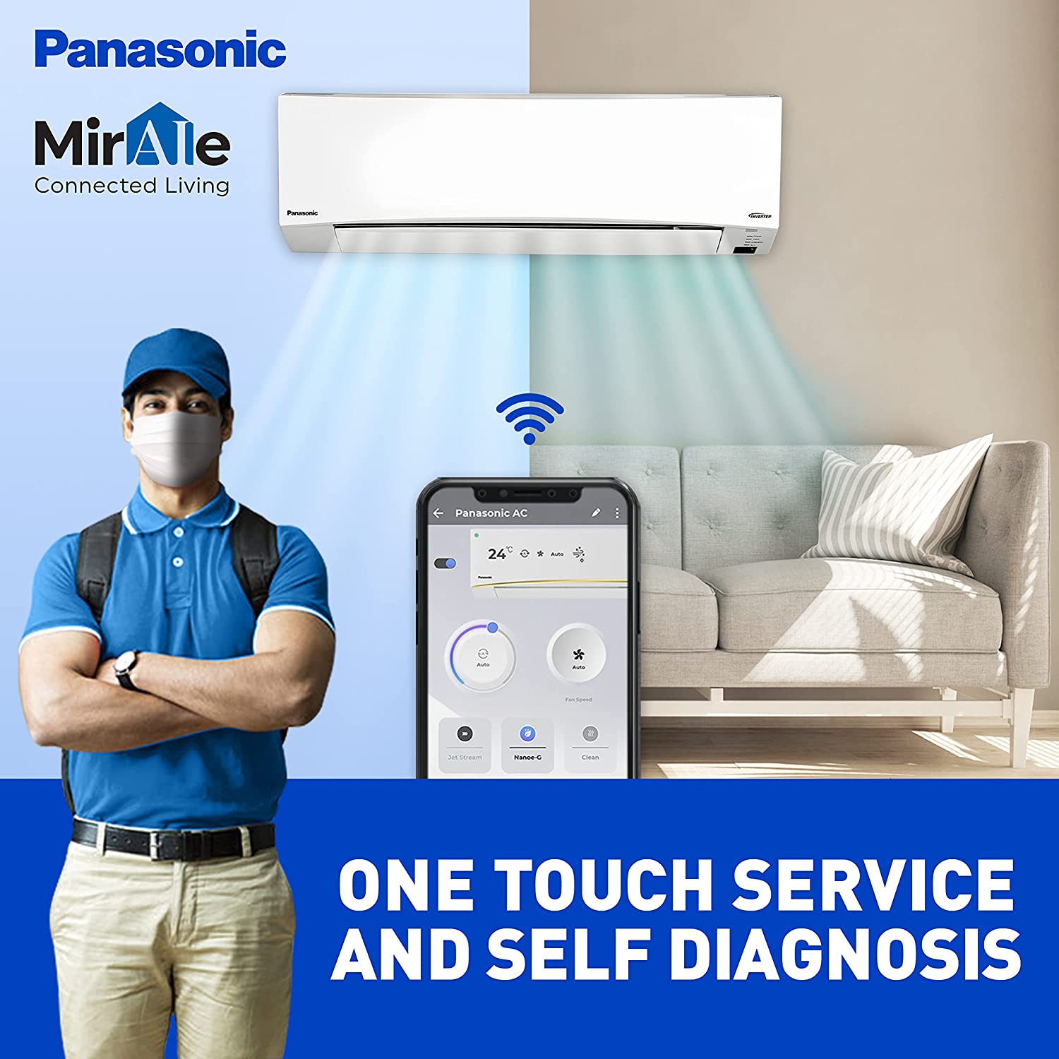 Panasonic 1.5 Ton 5 Star Split Air Conditioner White
