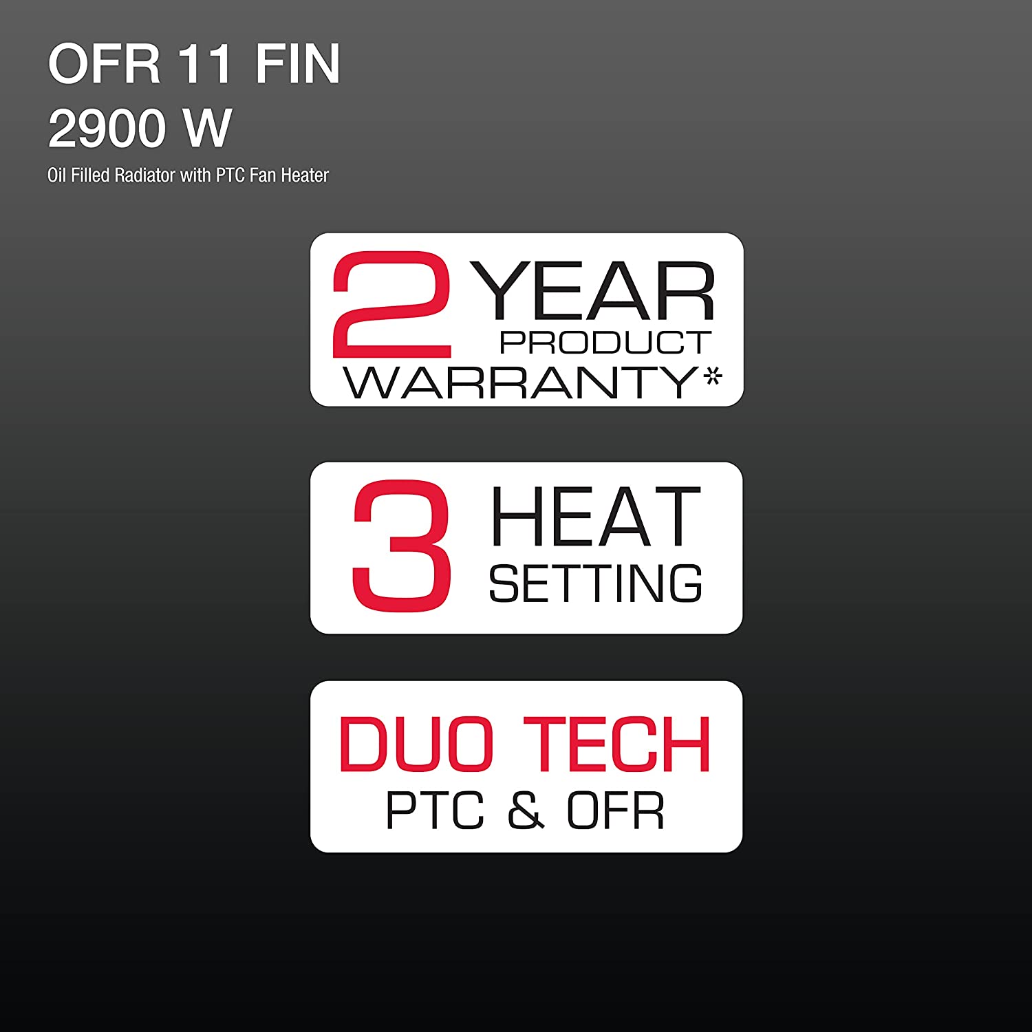 Havells OFR - 11Fin 2900-Watt PTC Fan Heater (Black)