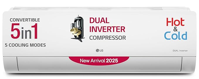 LG 2 Ton 3 Star Hot & Cold, DUAL Inverter Split AC H24VNXE, White