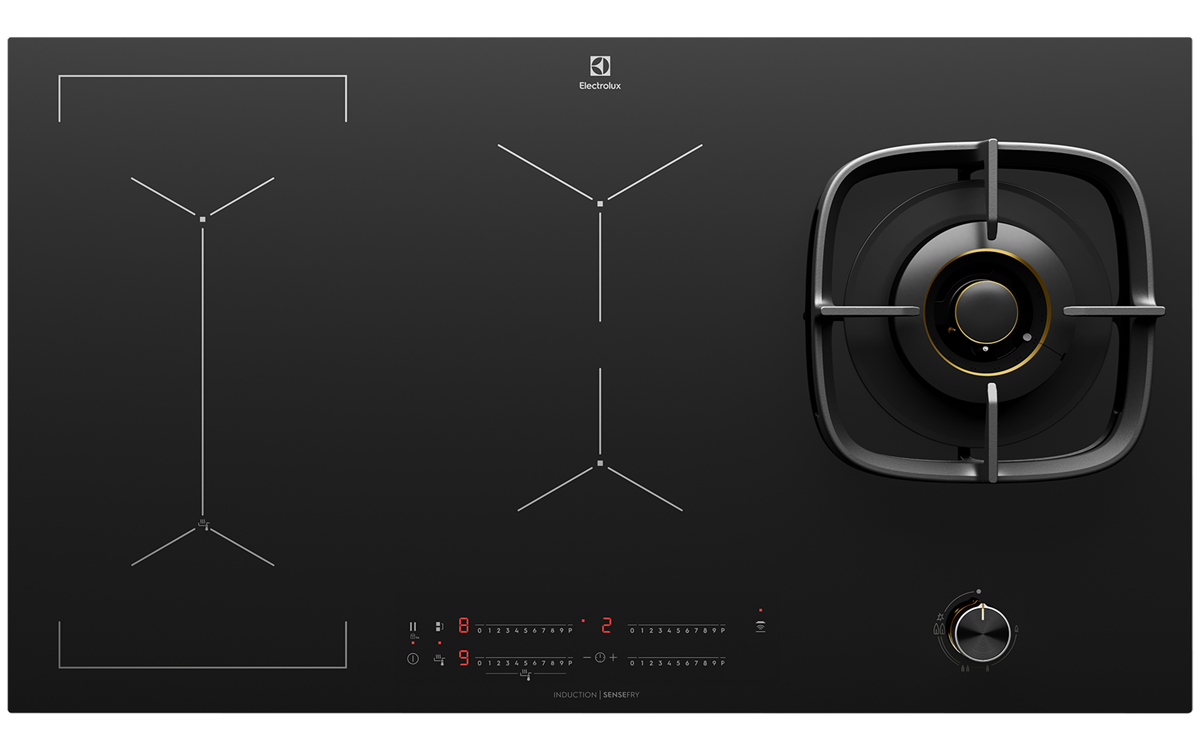 Electrolux 90Cm Ultimate Taste 900 BuiltIn hybrid Induction Hob with 4  cooking Zones EHH957BE